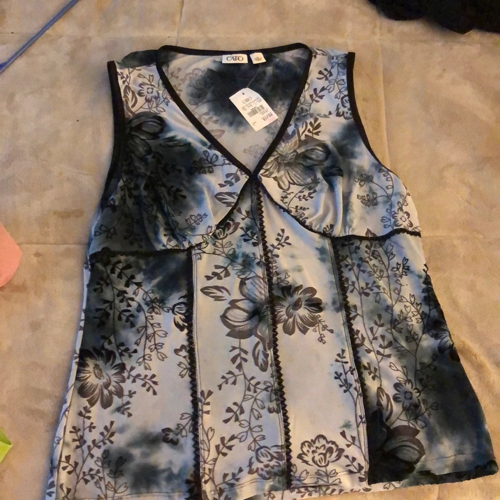 Blue/blk sleeveless top